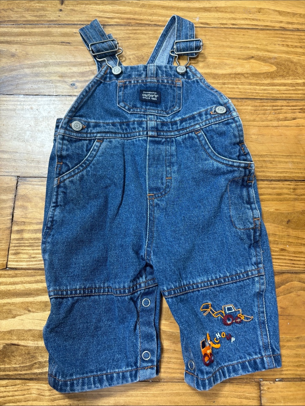 Vintage Carter’s Size 3-6 Months Denim Overalls w/Construction Vehicles